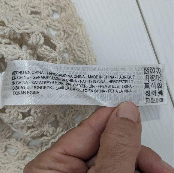 Zara Woman Ivory Cream Crochet Crop Top Bralette Cap Flutter Sleeve Summer M - Picture 9 of 9